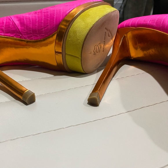 B Brian Atwood Fontaine pump - snakeskin / suede barbie pink * NEW * size 7 - Picture 5 of 6